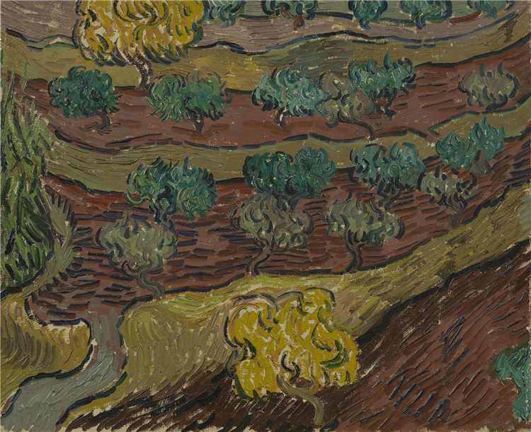 Olive Trees Against A Slope Of A Hill Van Gogh Oil Painting